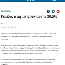 Fuses e aquisies caem 39,5%